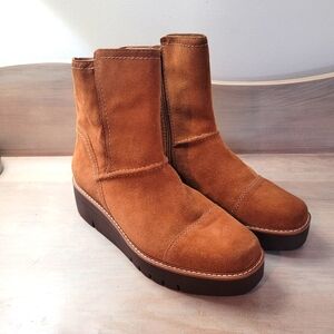 Naturalizer Women's Wylie Brown Suede Wedge Platform Boots 8 Comfy Versatile
